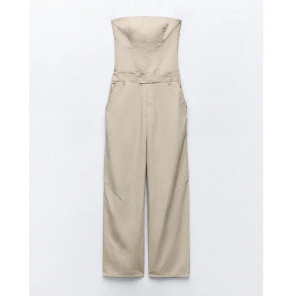 ZARA STRAPLESS NYLON JUMPSUIT
